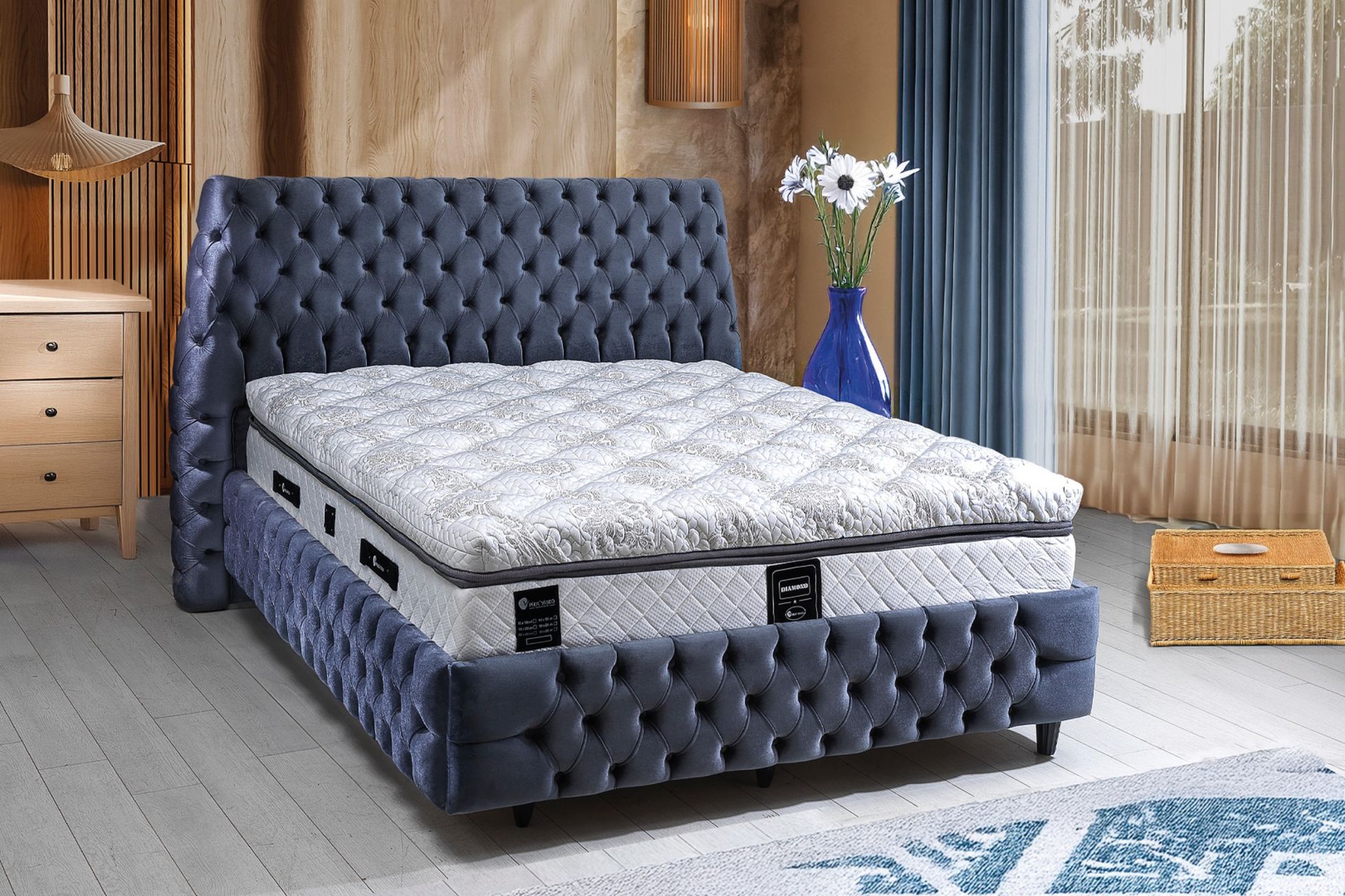Diamond 120x200 Tek Kişilik Yatak, Baza, Başlık Seti PV1411