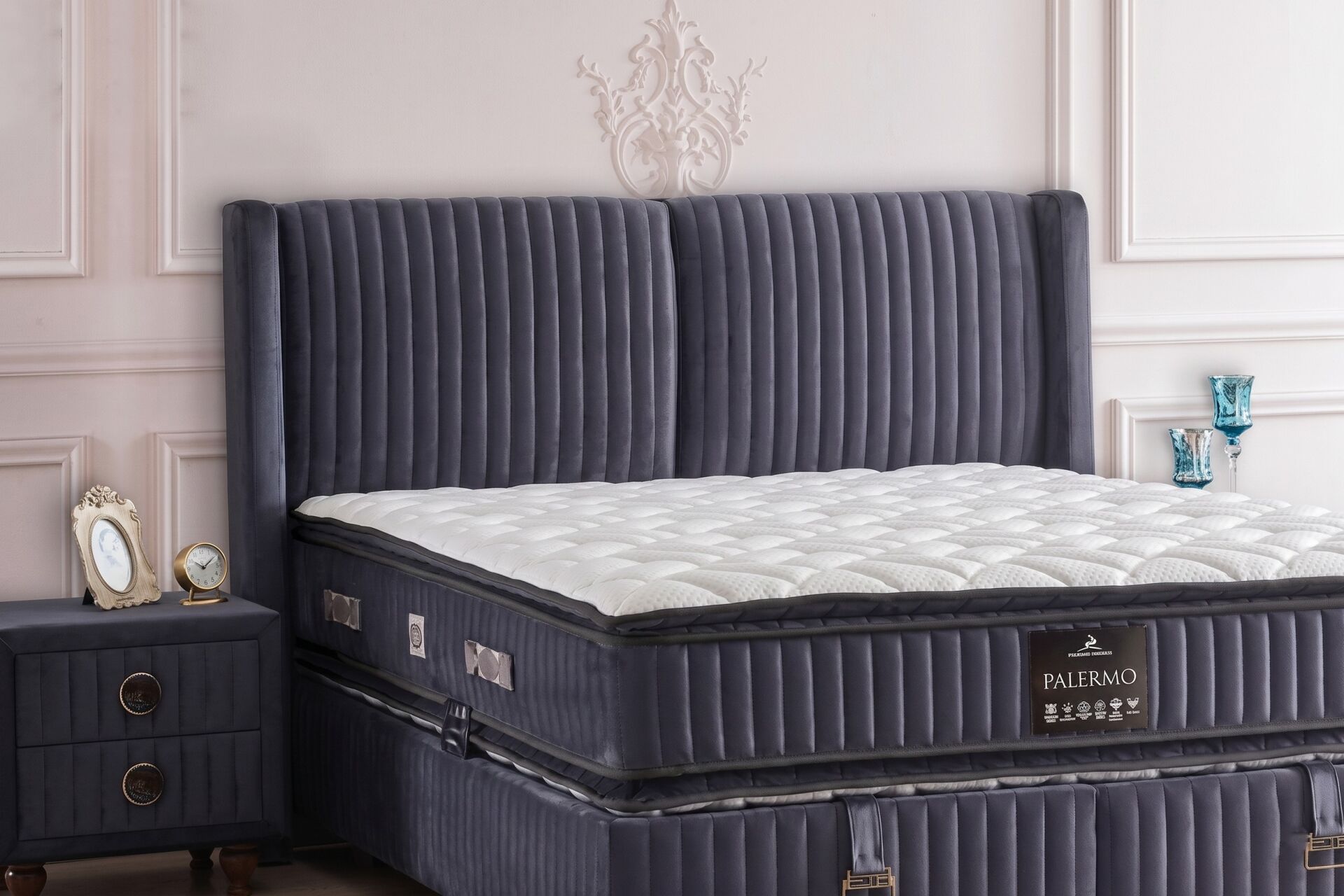 Palermo 90x190 Single Divan Base, Headboard Set CP1421