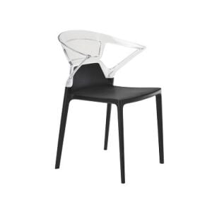 Ego-K Şeffaf Transparan - Siyah Kollu Mutfak Sandalyesi PPT1036