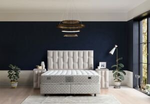 Malaga 150x200 Çift Kişilik Yatak, Baza, Başlık Seti MBL1013
