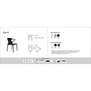 Ego-K Solid Siyah - Beyaz Kollu Mutfak Sandalyesi PPT1038