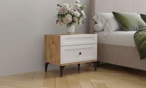 Vintage Ceviz-Beyaz Komodin TN0143