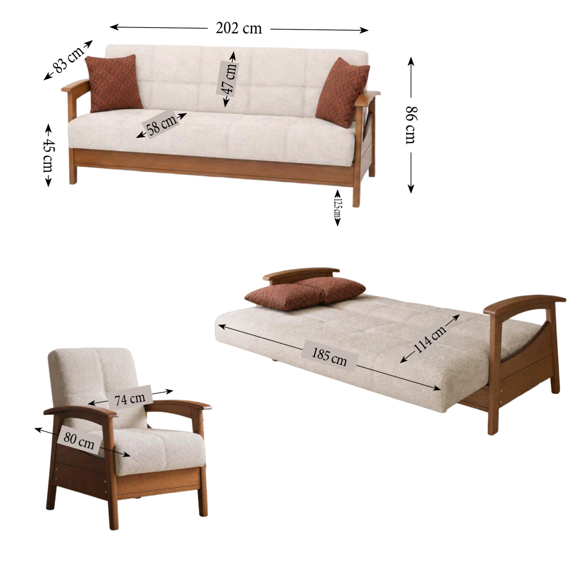 MD Acelya Scandinavian Sofa Set MDN101