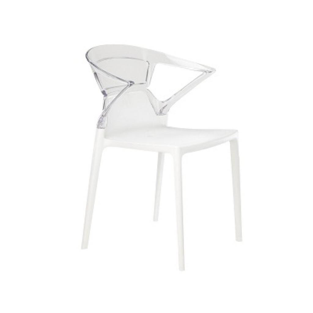 Ego-K Şeffaf Transparan - Beyaz Kollu Mutfak Sandalyesi PPT1043