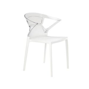 Ego-K Şeffaf Transparan - Beyaz Kollu Mutfak Sandalyesi PPT1043