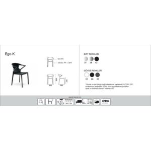 Ego-K Şeffaf Transparan - Beyaz Kollu Mutfak Sandalyesi PPT1043