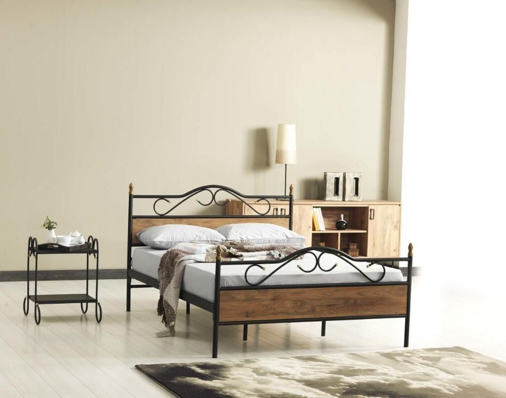 Bitez Metal Karyola 180x200 ARM084 Siyah + Ceviz