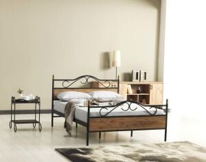 Bitez Metal Karyola 180x200 ARM084 Siyah + Ceviz