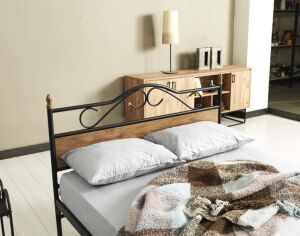 Bitez Metal Karyola 180x200 ARM084 Siyah + Ceviz