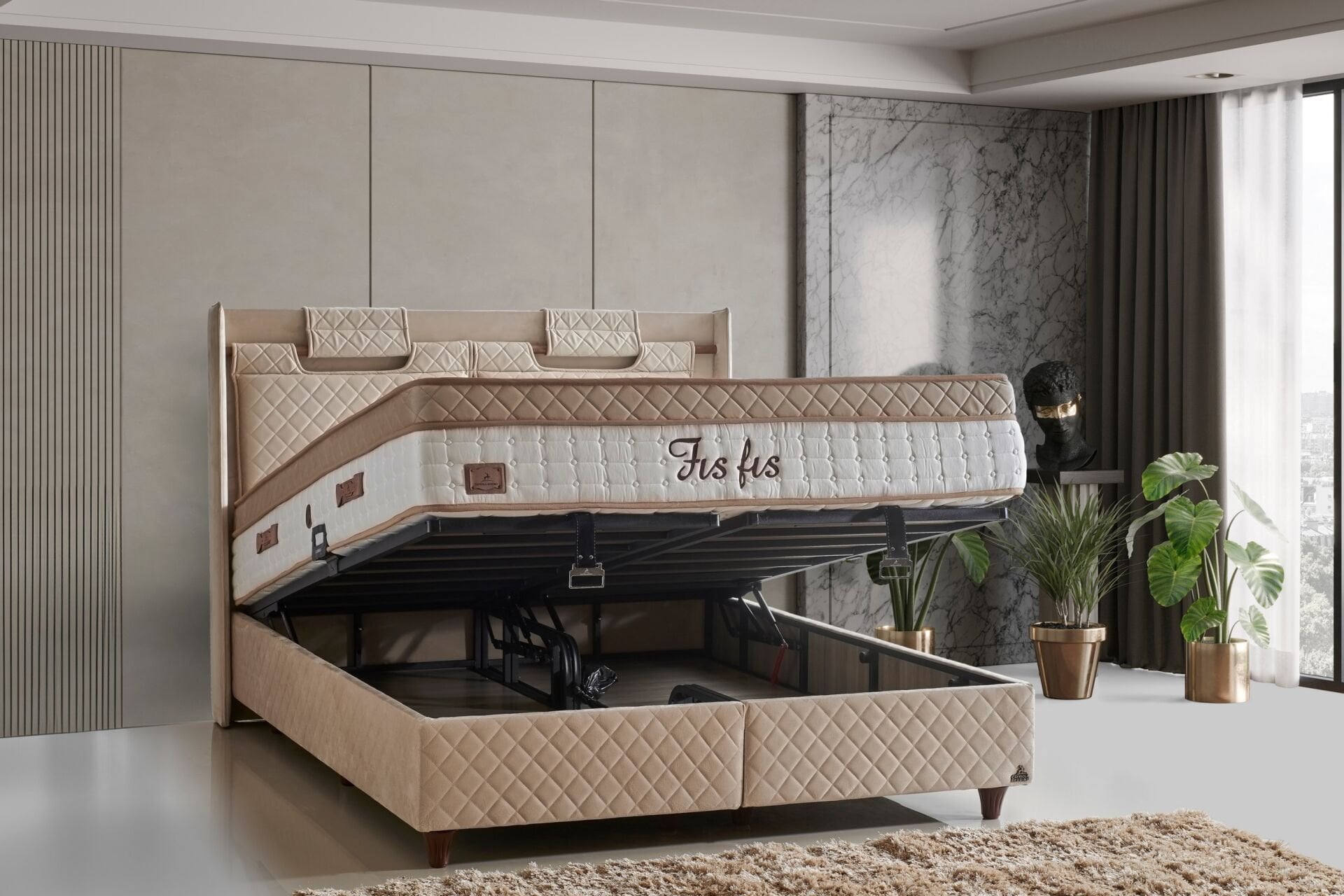 Fısfıs Plus 140x190 Çift Kişilik Baza, Başlık Seti CP1430