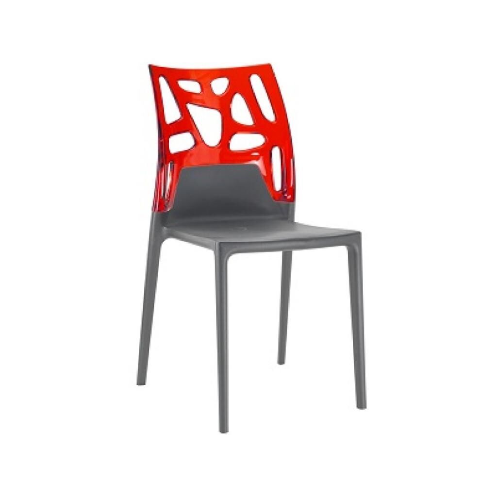 Ego-Rock Kırmızı Transparan - Antrasit Mutfak Sandalyesi PPT1046