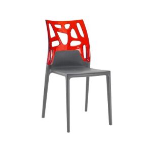 Ego-Rock Kırmızı Transparan - Antrasit Mutfak Sandalyesi PPT1046