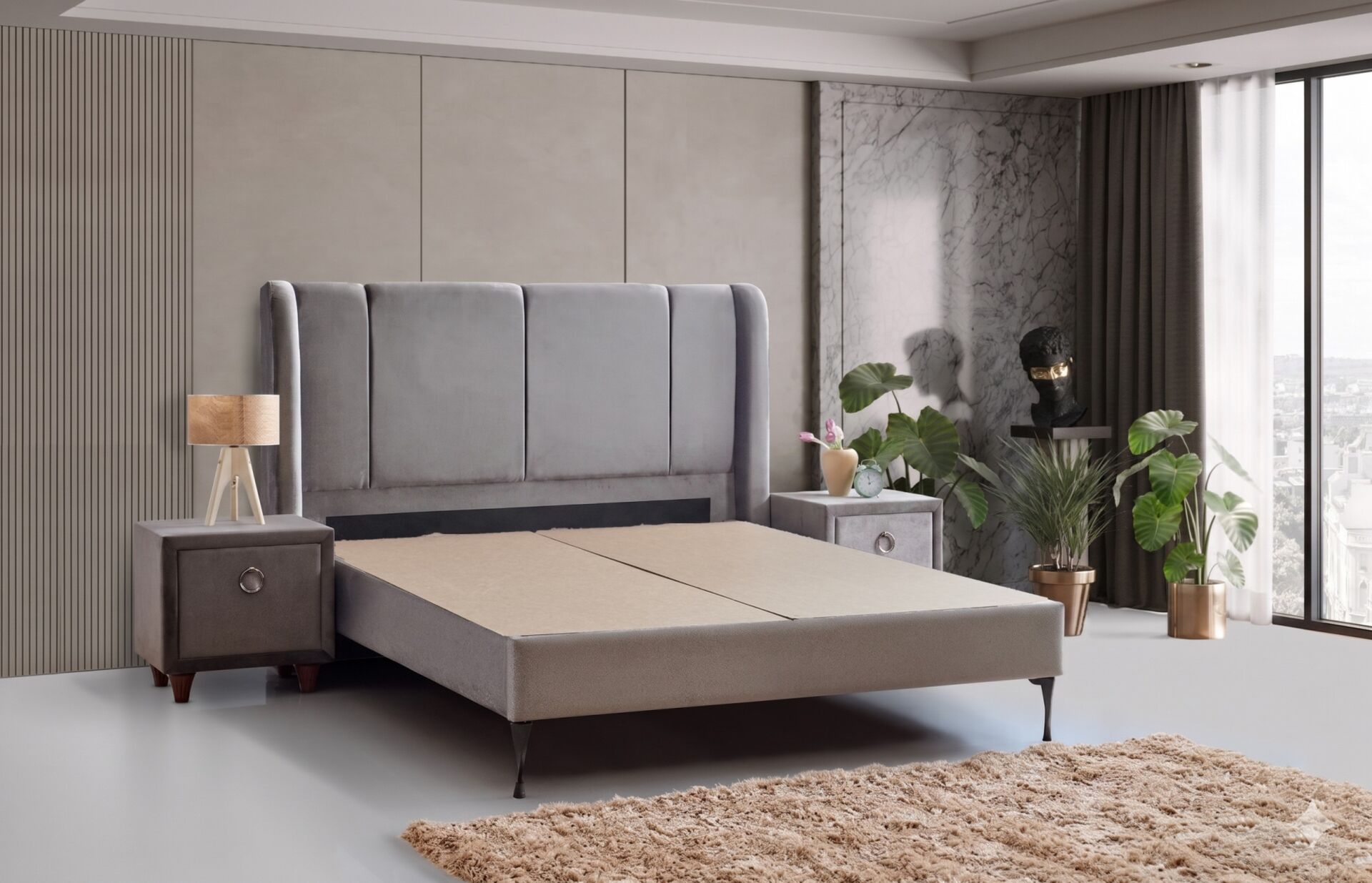 London 90x190 Single Divan Base, Headboard Set CP1431