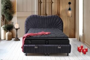 Madalyon 140x190 Çift Kişilik Yatak, Baza, Başlık Seti PV1413