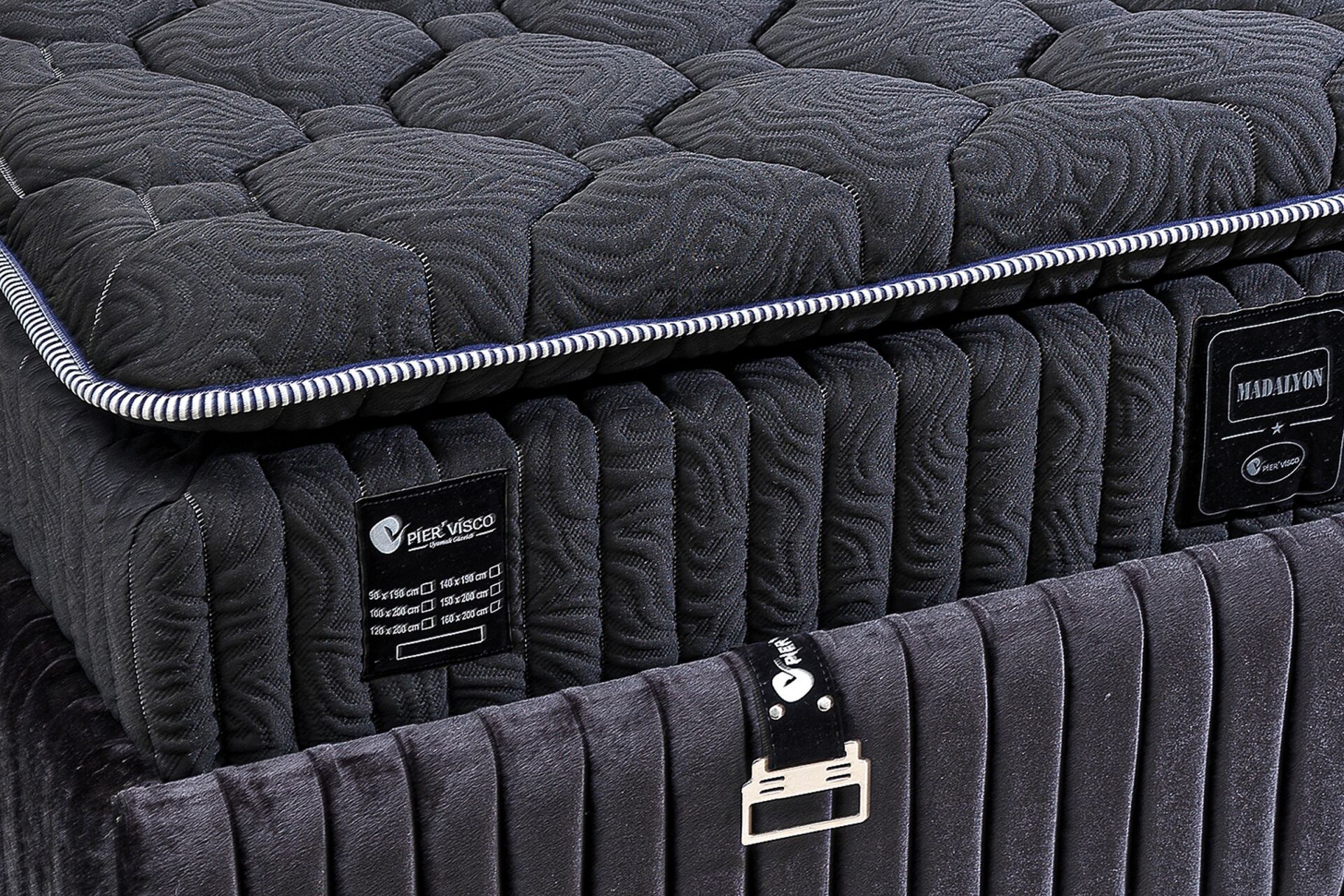 Madalyon 200x200 Double Mattress, Divan Base & Headboard Set PV1413