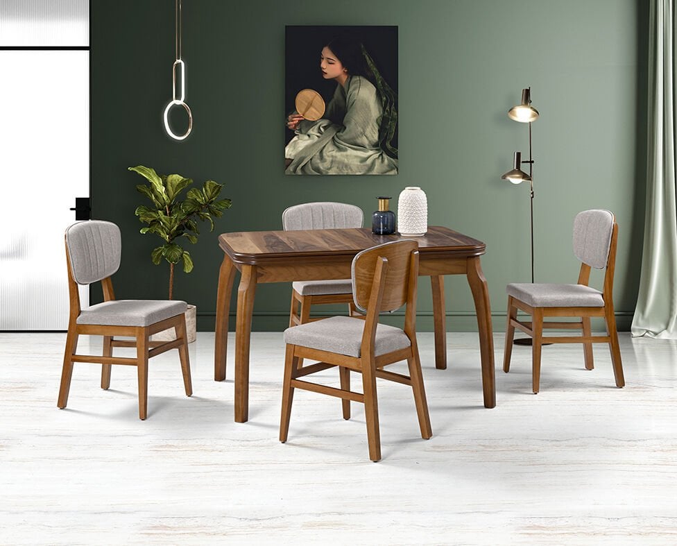 Manolya Ceviz Masa & Manolya Ceviz Sandalye Takımı HDR1237