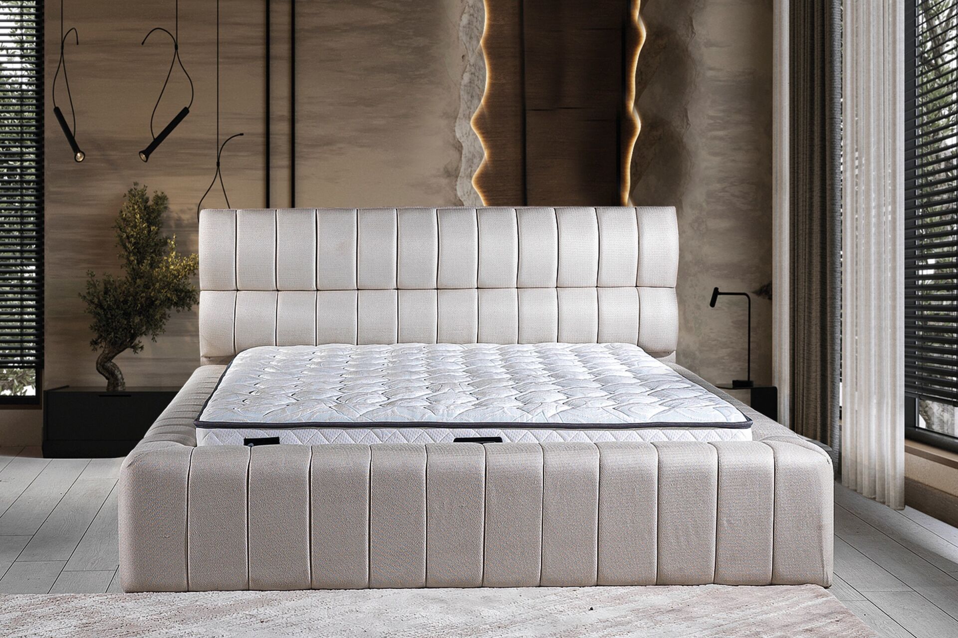 Fetta 180x200 Double Mattress, Bedstead & Headboard Set PV1414