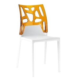 Ego-Rock Turuncu Transparan - Beyaz Mutfak Sandalyesi PPT1064