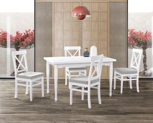 Rustik Beyaz Masa & Rustik Sandalye Takımı HDR1241