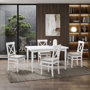 Rustik Beyaz Masa & Rustik Sandalye Takımı HDR1241