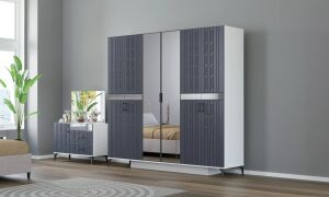 Konak Beyaz-Antrasit Gardırop TN0170