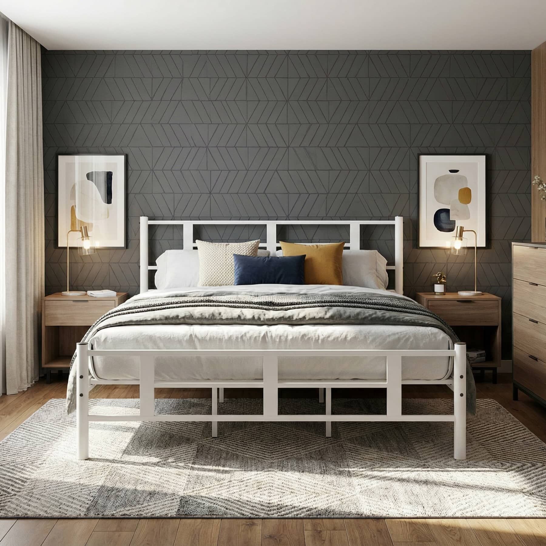 Karma Double Metal Bedstead 160x200 White