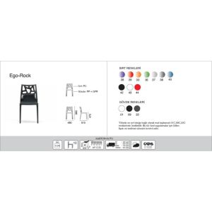 Ego-Rock Solid Beyaz - Siyah Mutfak Sandalyesi PPT1072