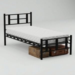 Karma Tek Kişilik Metal Karyola 90x190 Siyah