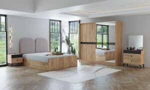 Can Atlantik Çam-Siyah Yatak Odası Takımı TN0176