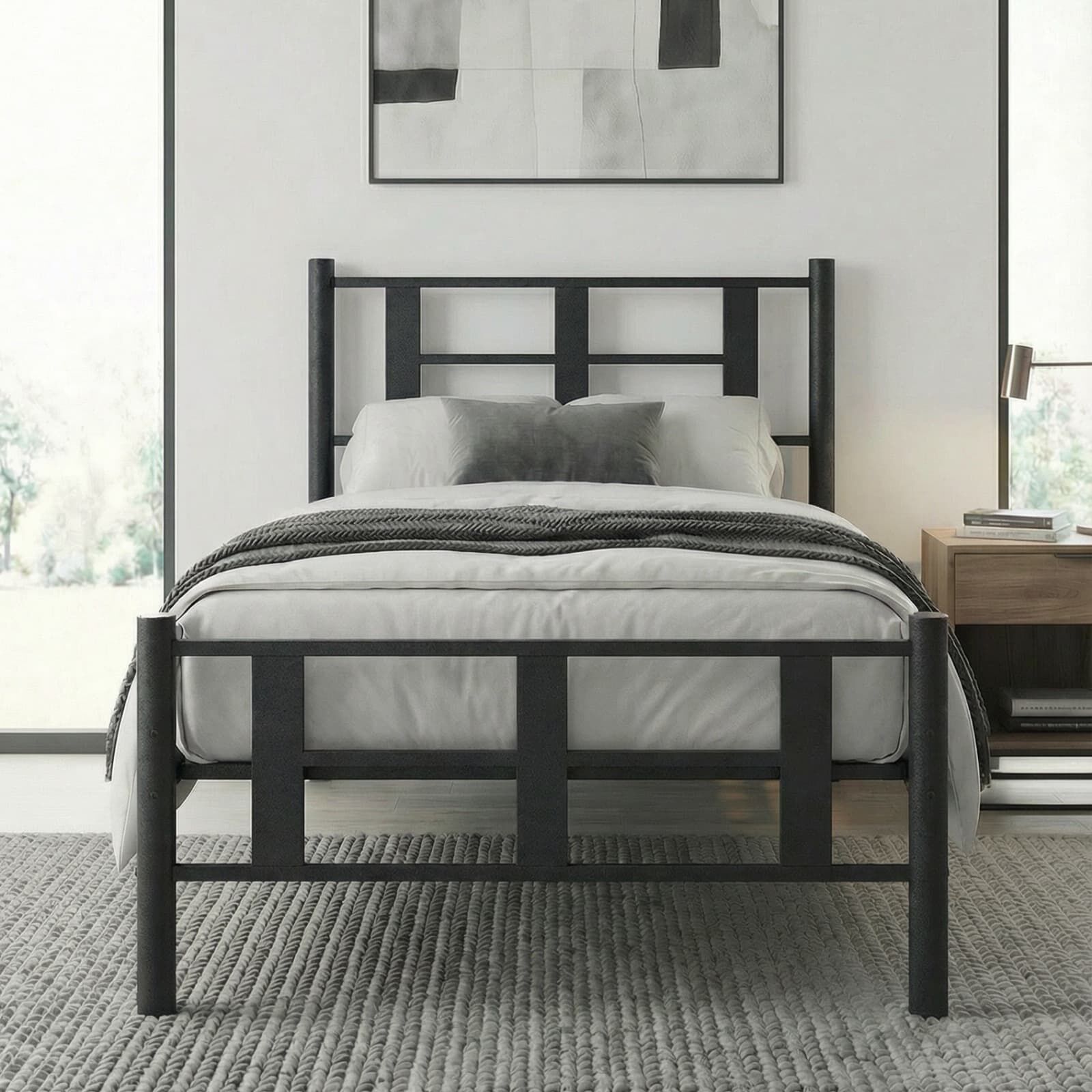 Karma Single Metal Bedstead 90x200 Black