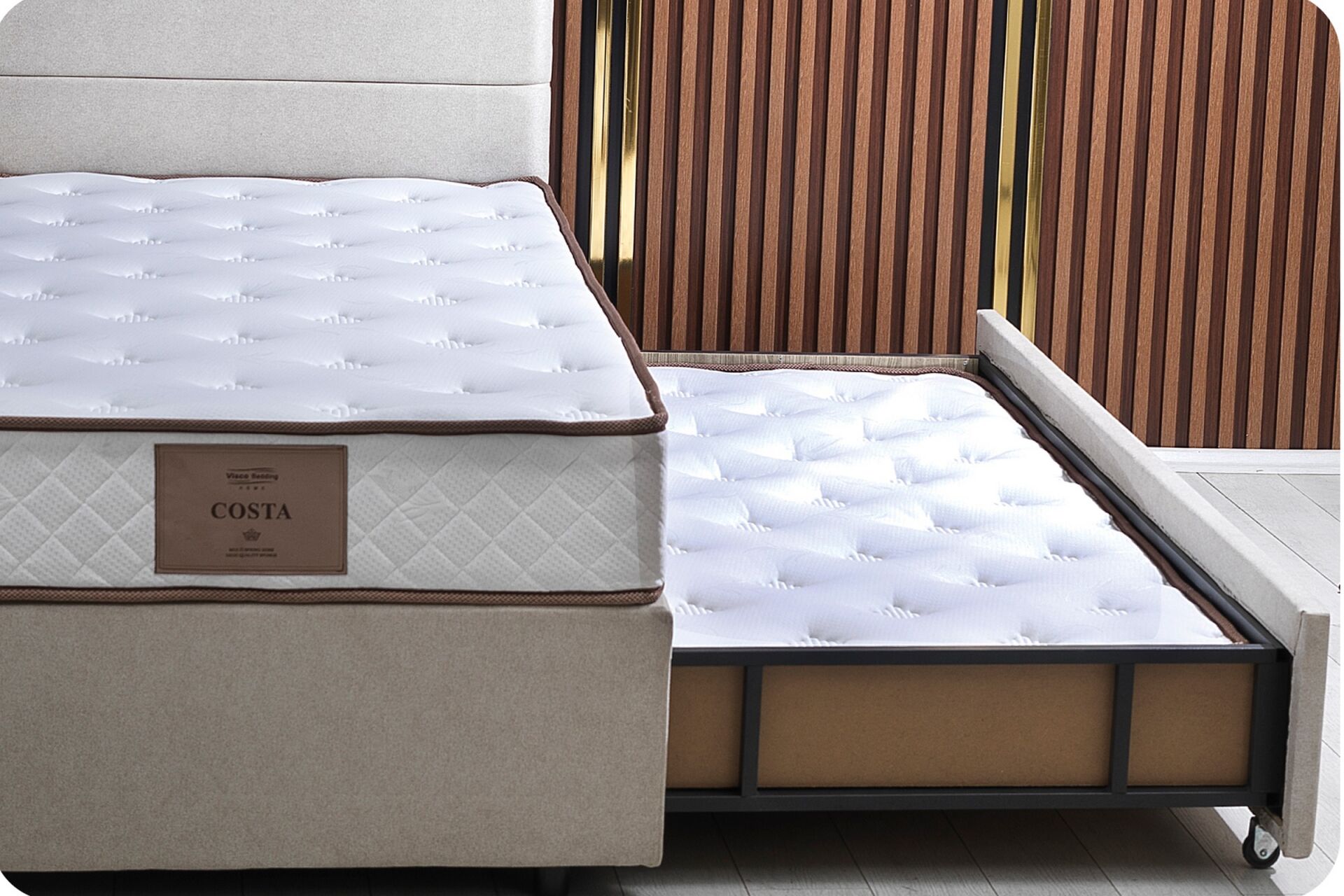 Pepe 100x200 Single Guest Bed Divan Base & Headboard Set PV1416