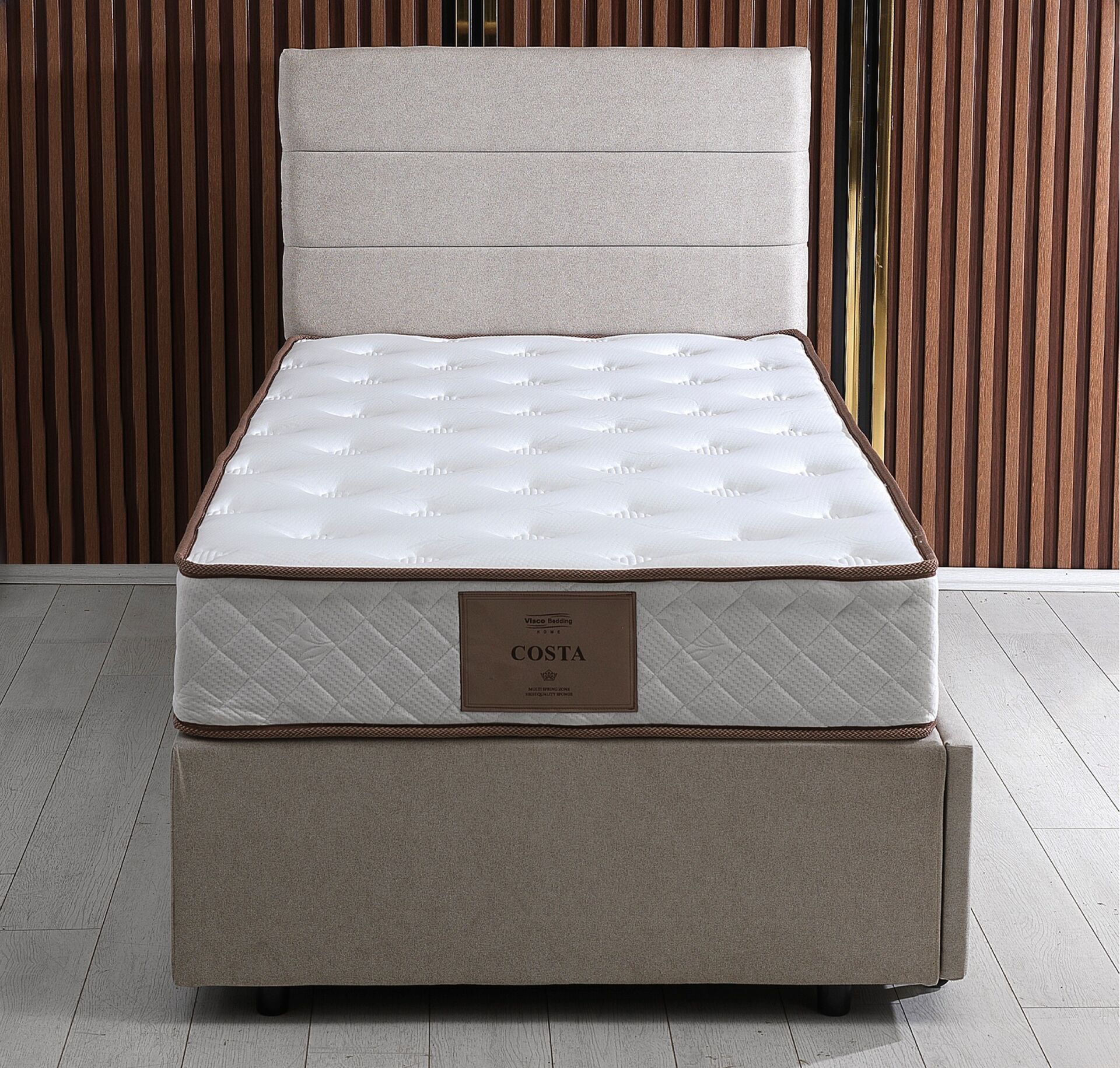 Pepe 100x200 Single Guest Bed Divan Base & Headboard Set PV1416