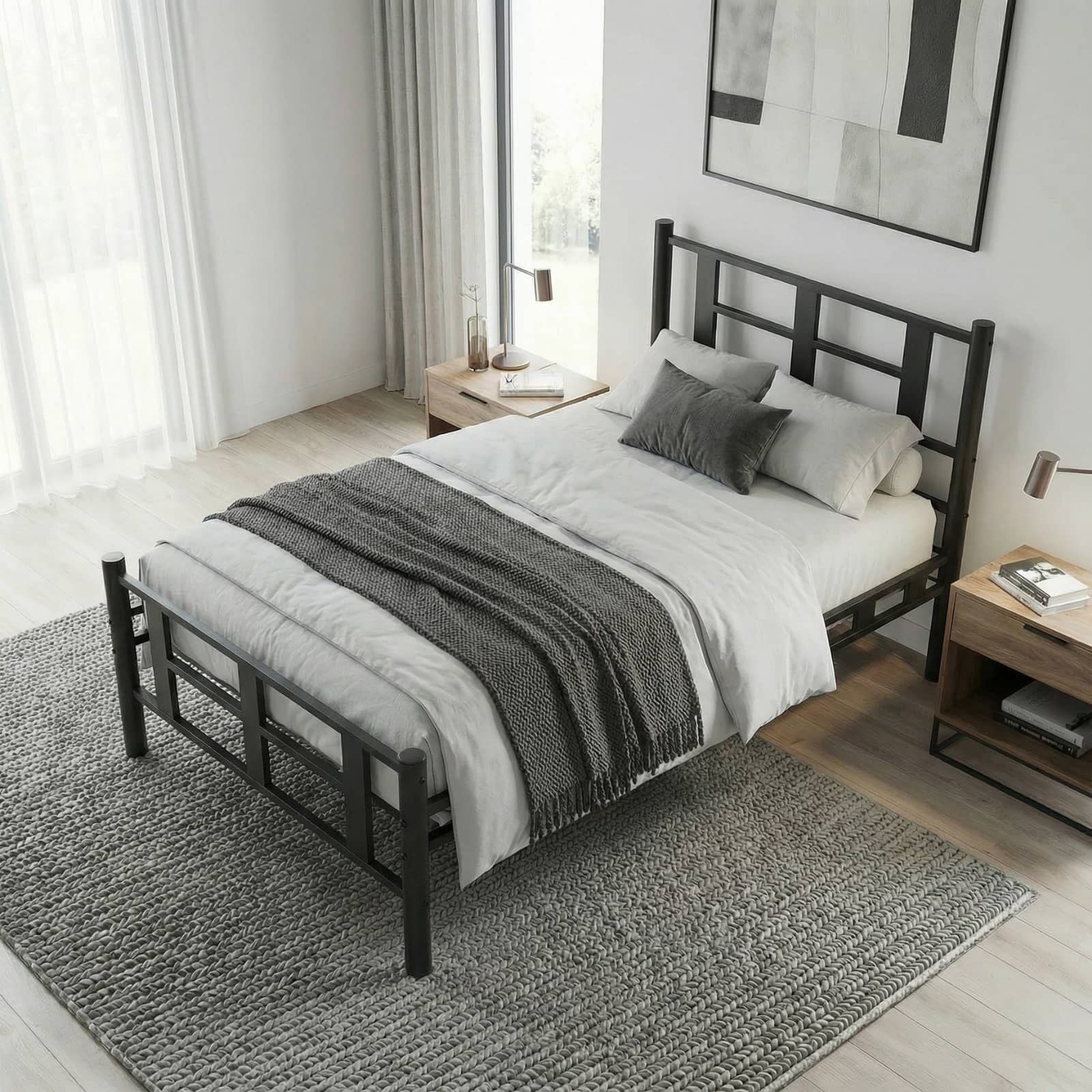 Karma Single Metal Bedstead 100x200 Black