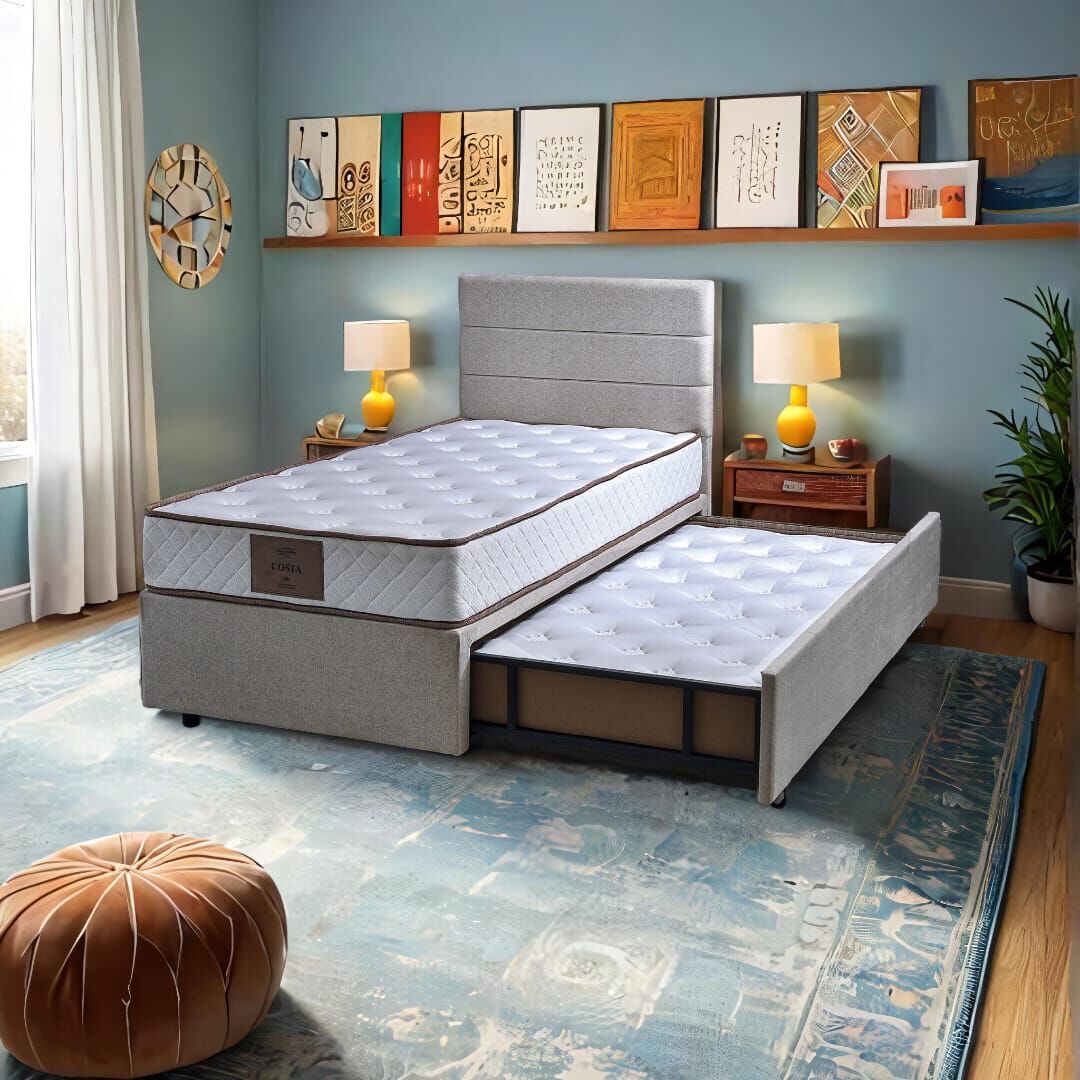 Pepe 120x200 Single Guest Bed Divan Base & Headboard Set PV1416
