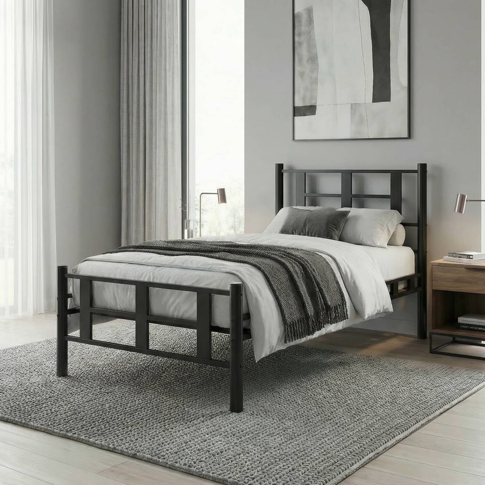 Karma Tek Kişilik Metal Karyola 120x200 Siyah