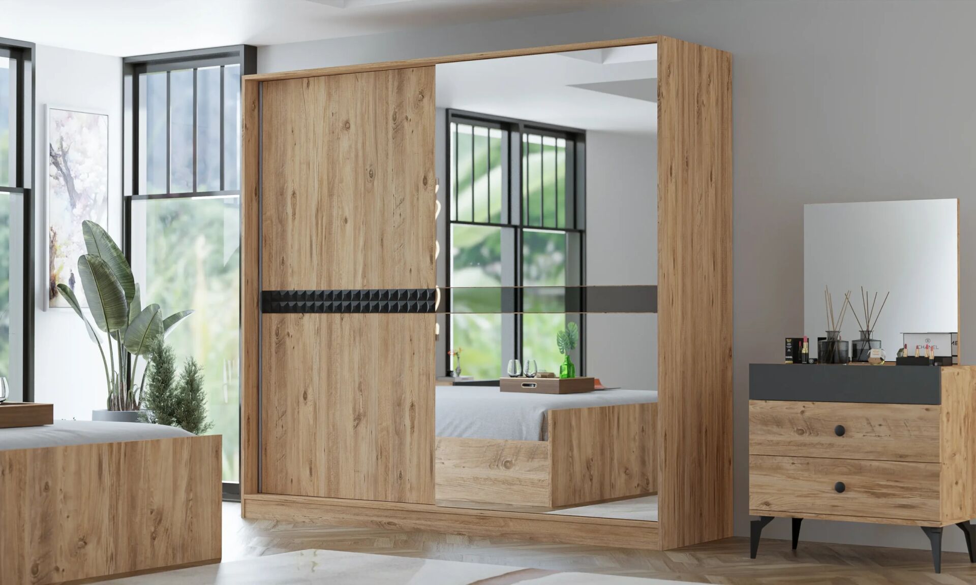 Can Atlantik Çam-Siyah Gardırop TN0180