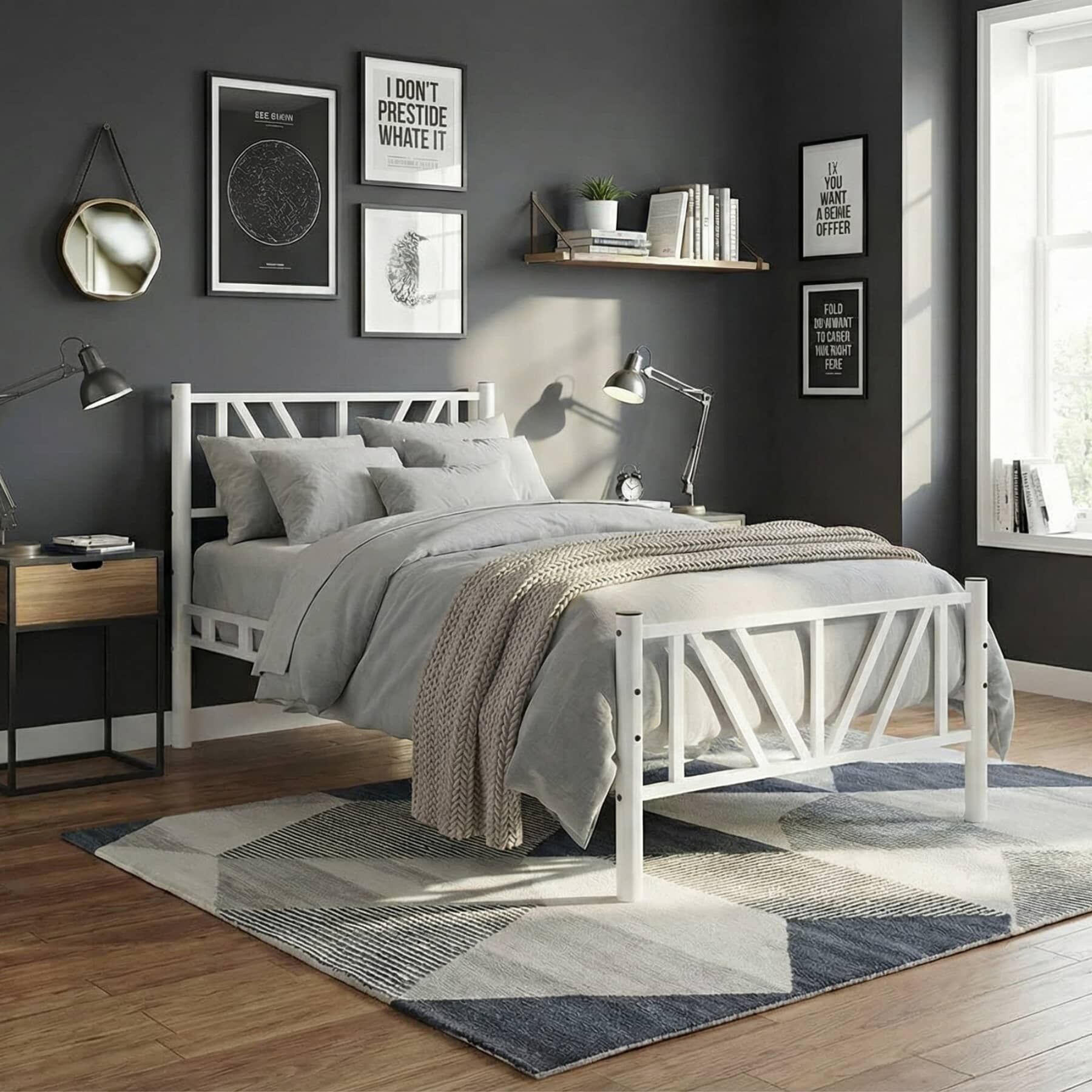 Smyrna Tek Kişilik Metal Karyola 90x190 Beyaz