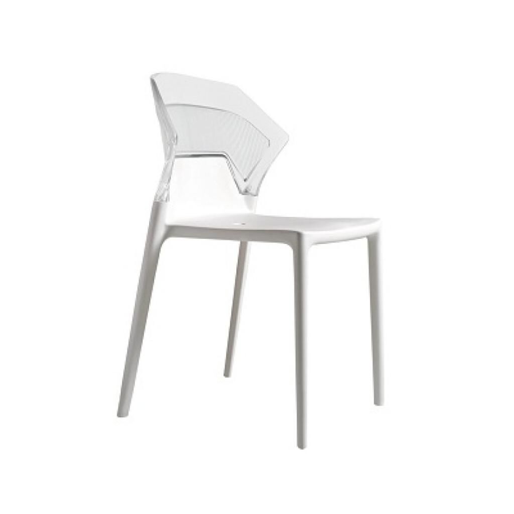 Ego-S Şeffaf Transparan - Beyaz Mutfak Sandalyesi PPT1081