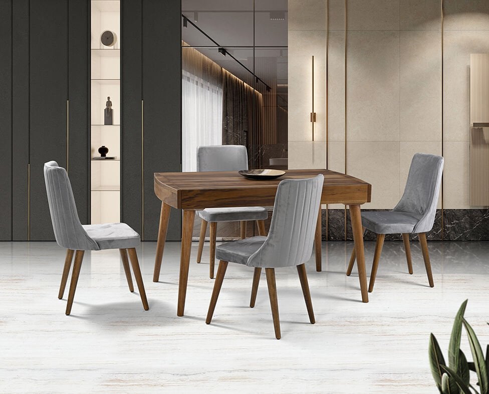 Orkide Ceviz Masa & Patrik Sandalye Takımı HDR1246