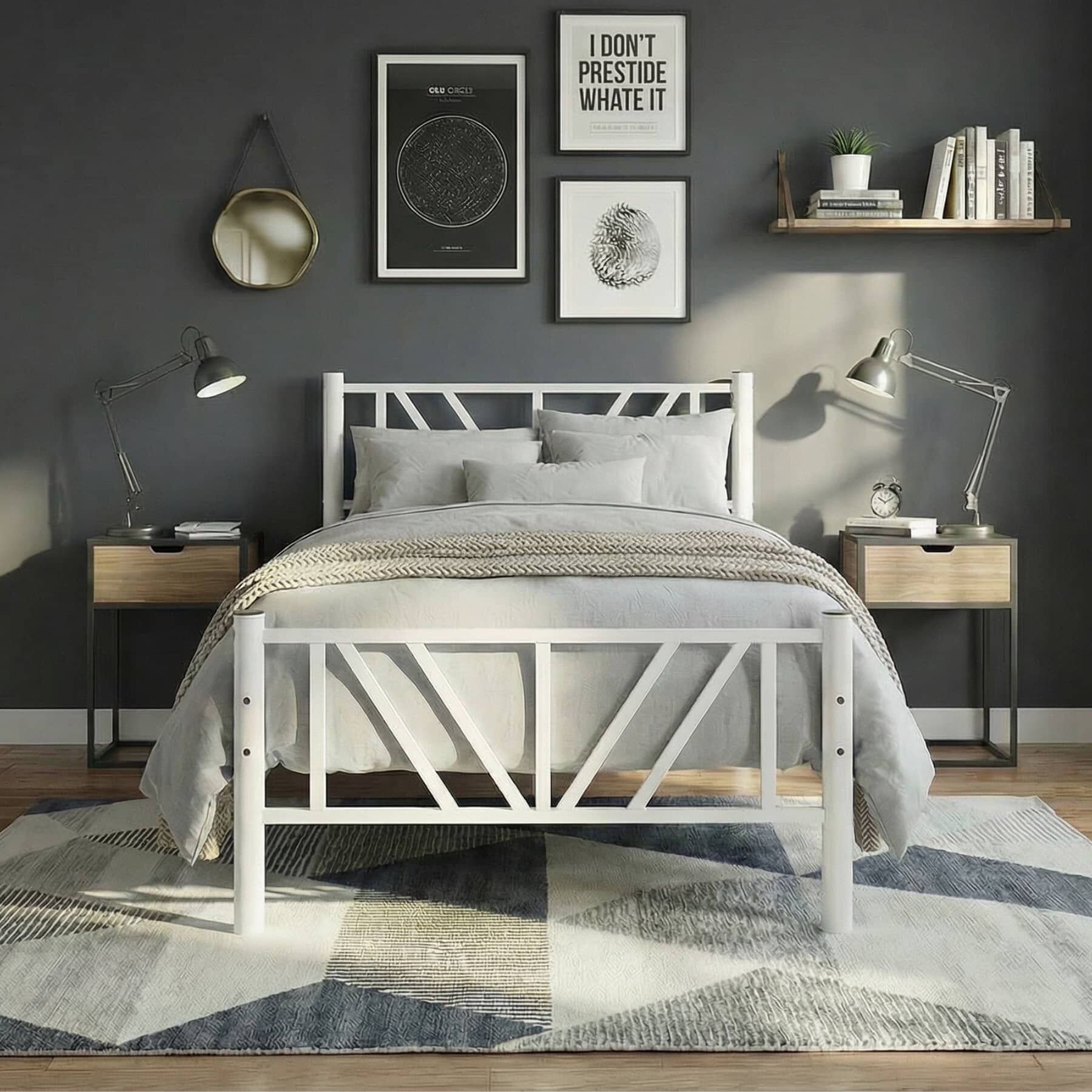 Smyrna Single Metal Bedstead 90x200 White