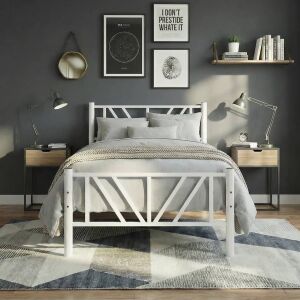 Smyrna Tek Kişilik Metal Karyola 90x200 Beyaz