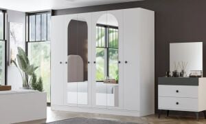 Melisa Beyaz-Siyah Gardırop TN0185