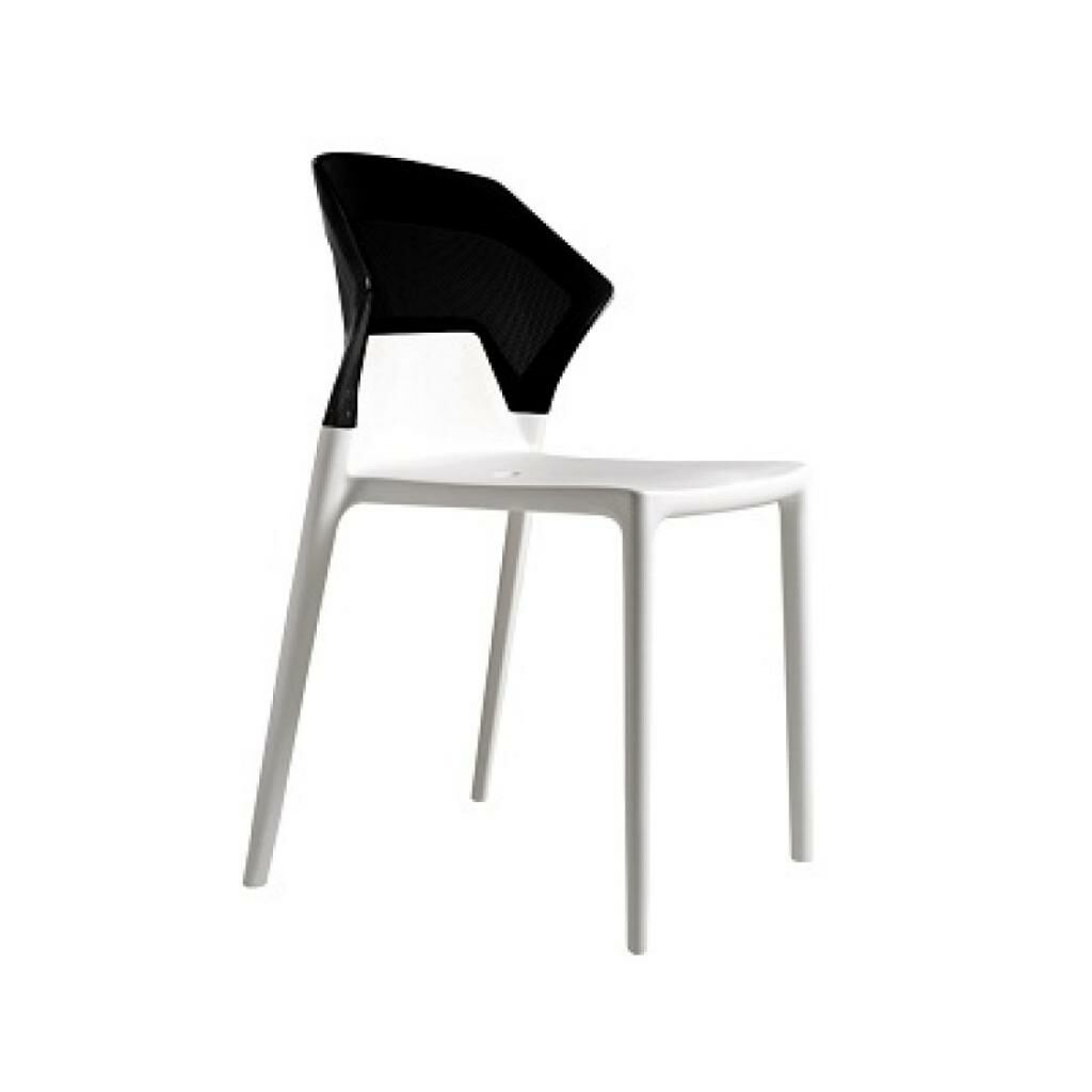 Ego-S Solid Siyah - Beyaz Mutfak Sandalyesi PPT1085