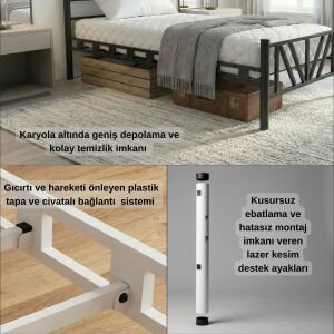 Smyrna Çift Kişilik Metal Karyola 140x200 Beyaz