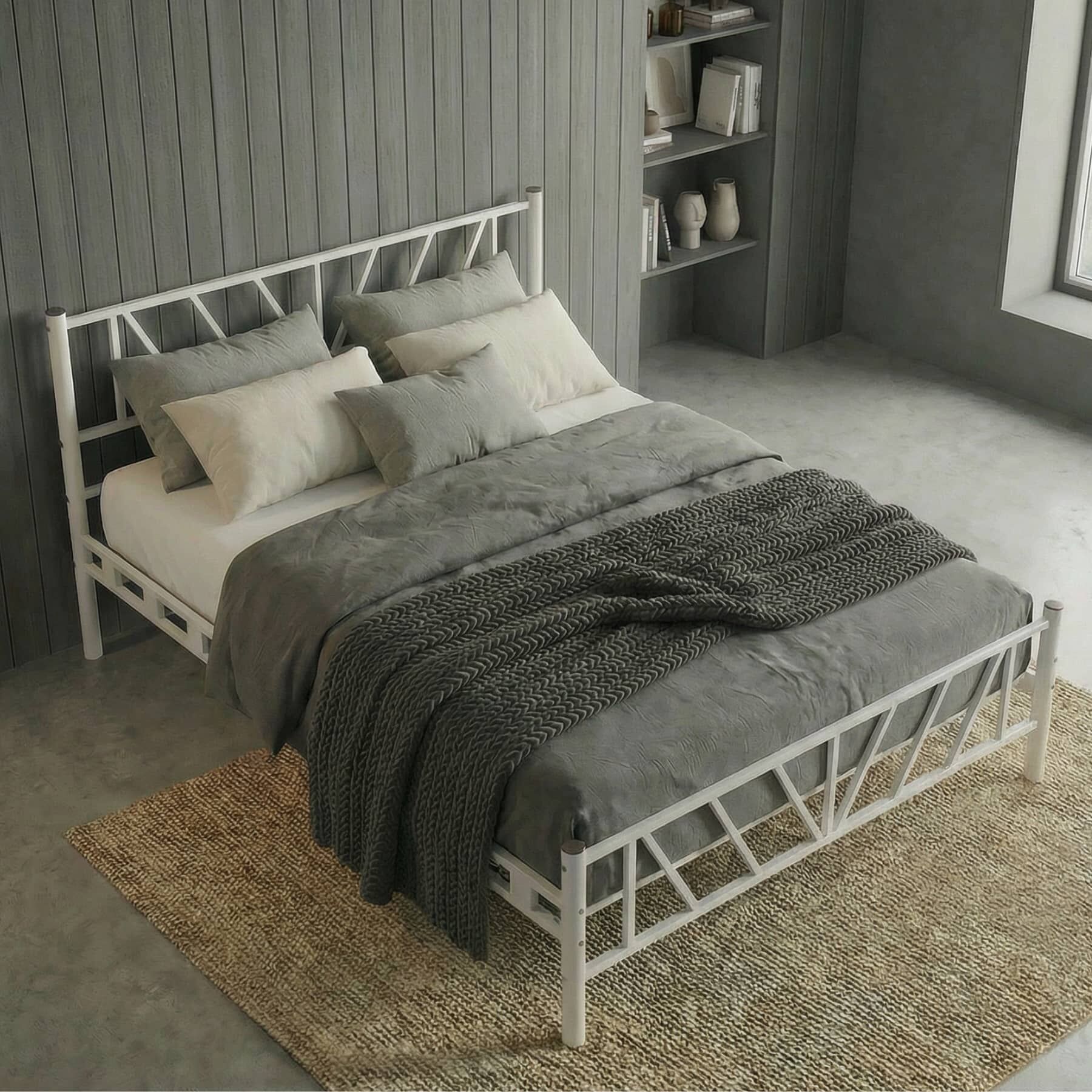 Smyrna Double Metal Bedstead 150x200 White