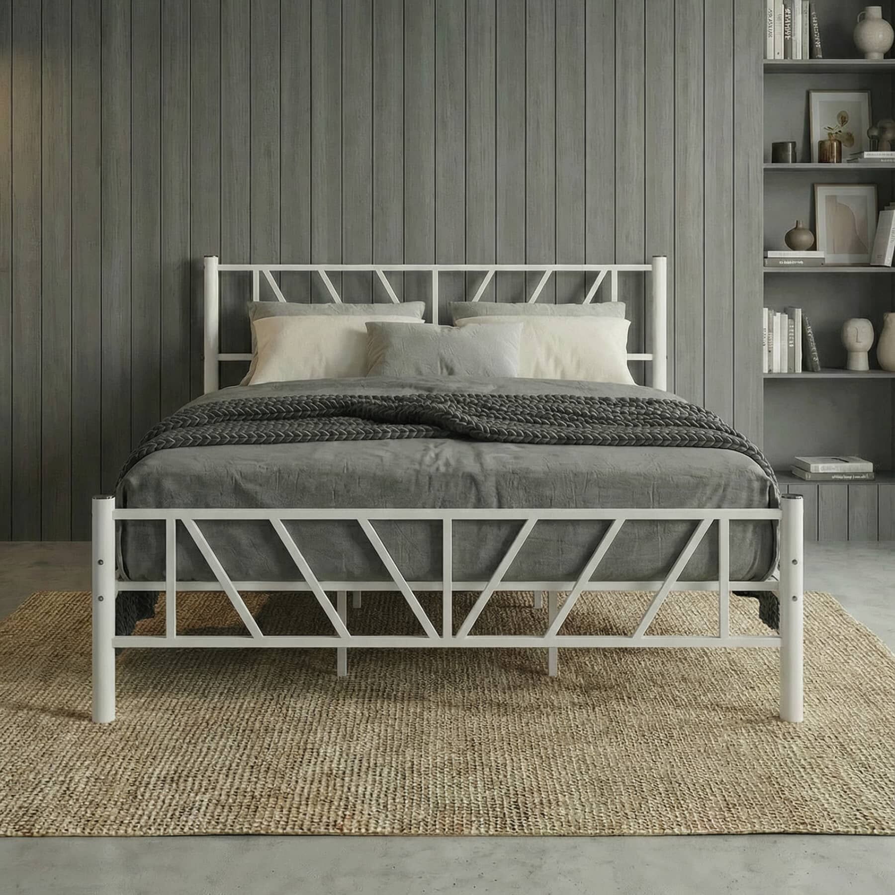 Smyrna Double Metal Bedstead 160x200 White