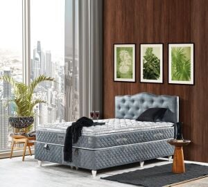 Button 160X200 Çift Kişilik Yatak, Baza, Başlık Seti EY2009