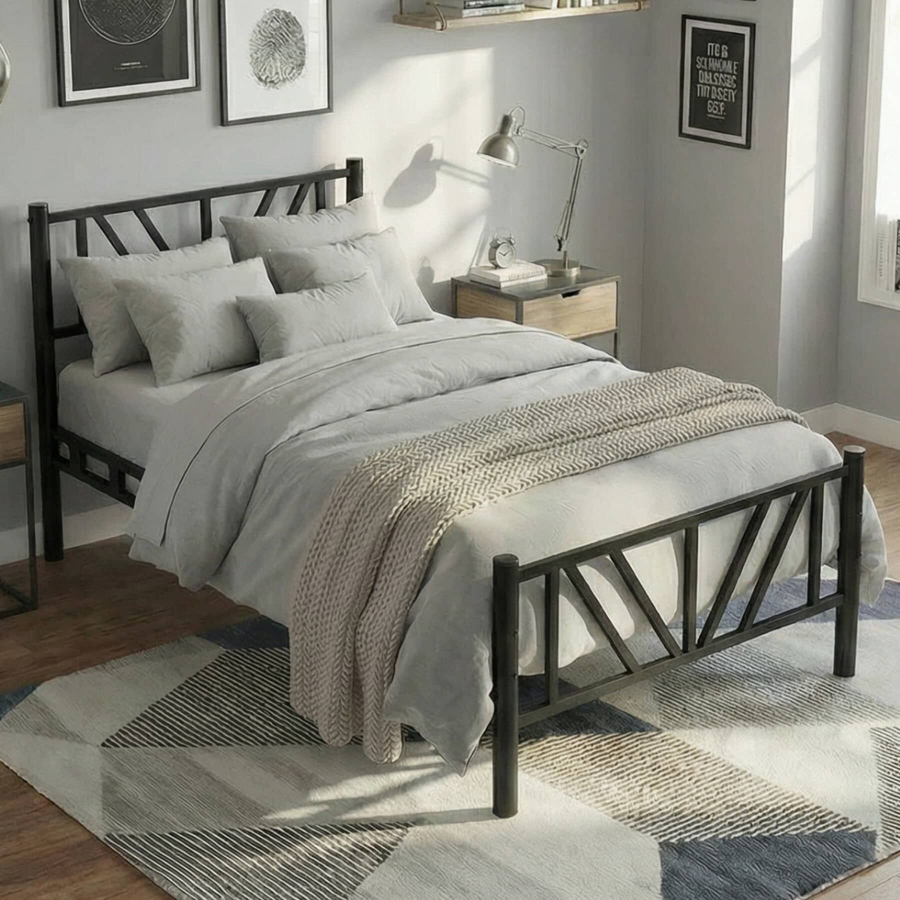 Smyrna Single Metal Bedstead 90x190 Black