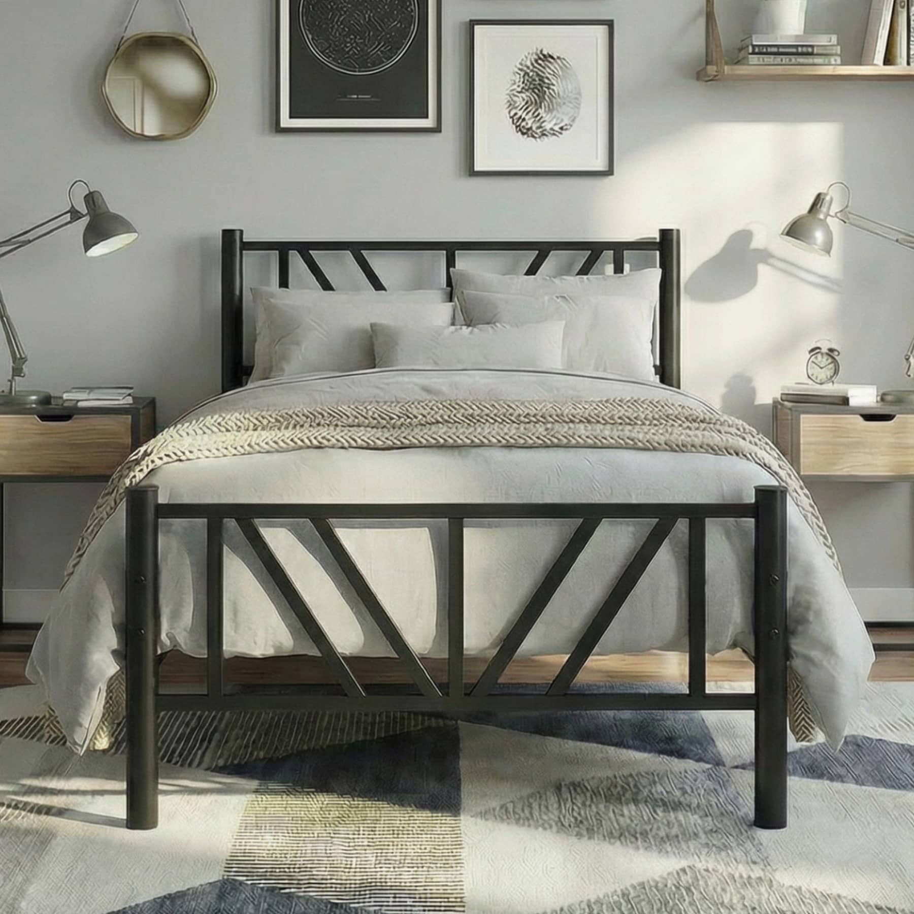 Smyrna Single Metal Bedstead 90x200 Black