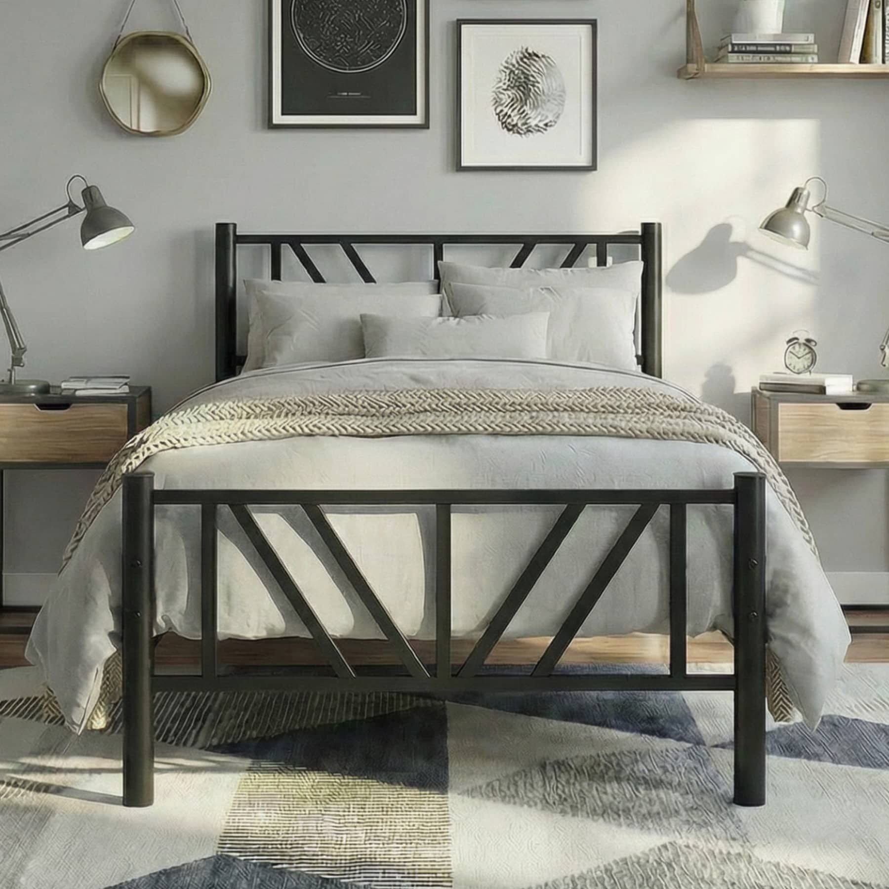 Smyrna Single Metal Bedstead 100x200 Black